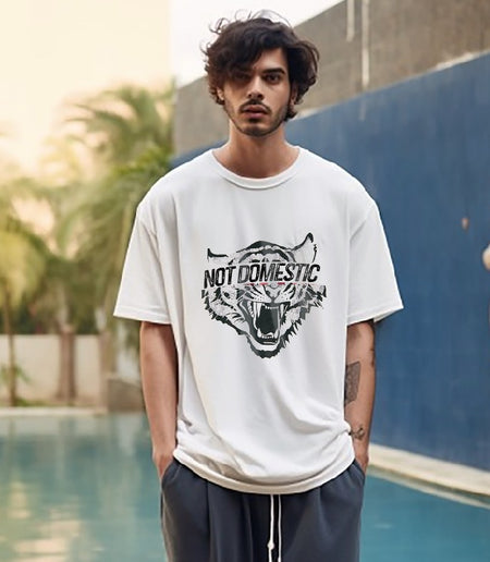Not Domestic Oversize White half sleeve t-shirt