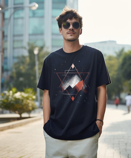 Sacred Star Oversize Navy Blue half sleeve t-shirt