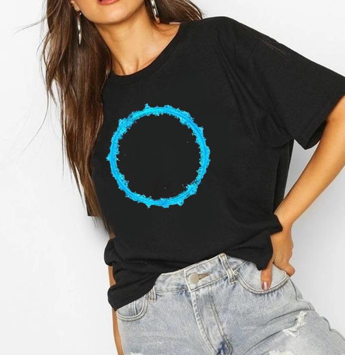 circles of waves | Half sleeve black Tshirt