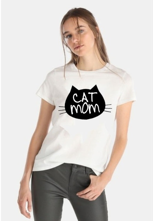 Cat mom | White Top T-Shirt
