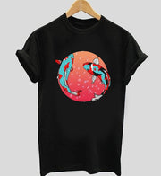 Gold fishes | Half sleeve black Tshirt