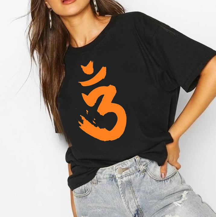 Saffron Om  | Half sleeve Black Tshirt