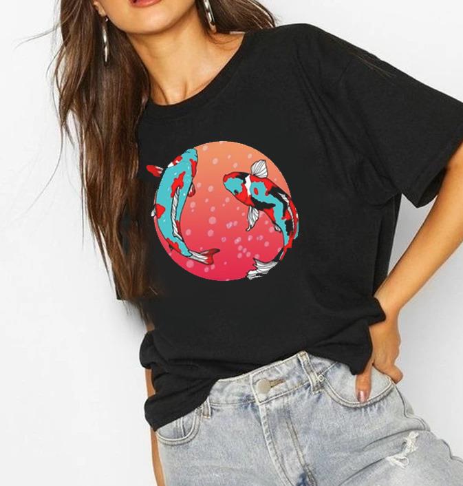 Gold fishes | Half sleeve black Tshirt