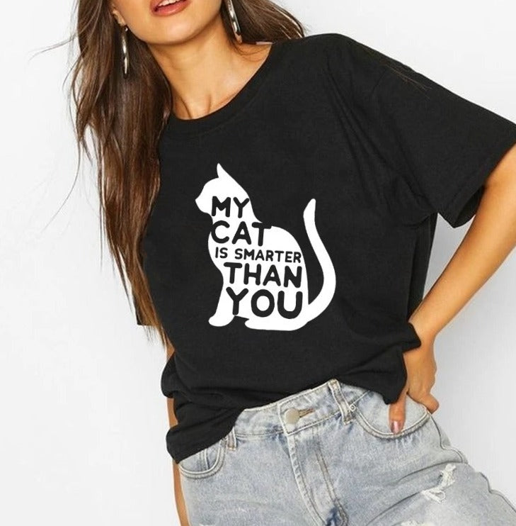 Smart cat owner |  t-shirt black