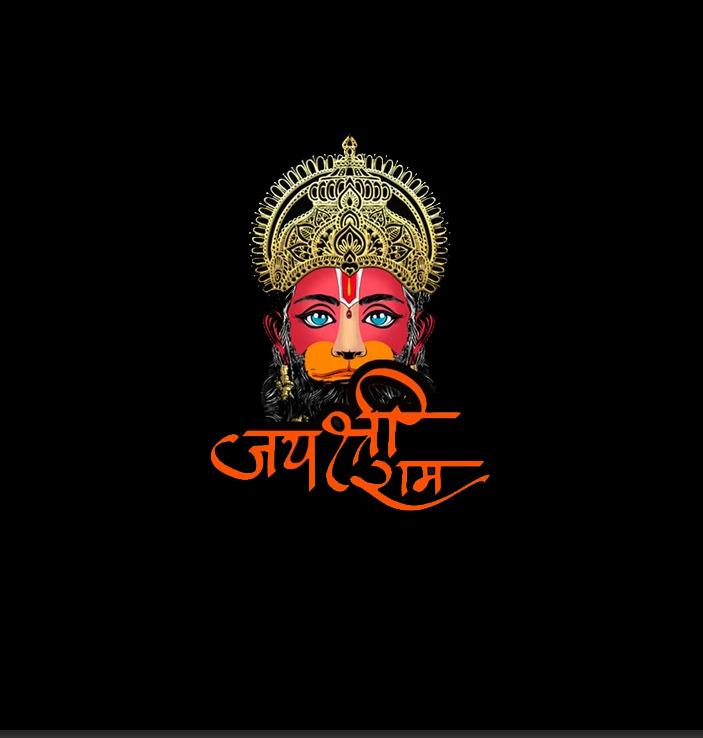Lord Hanuman | Half sleeve black Tshirt