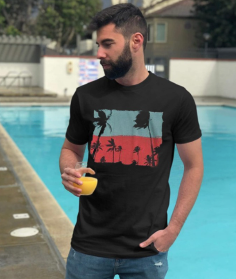 Vintage Palm | Half sleeve black Tshirt