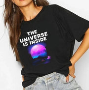 universe is inside| Half sleeve White Tshirt