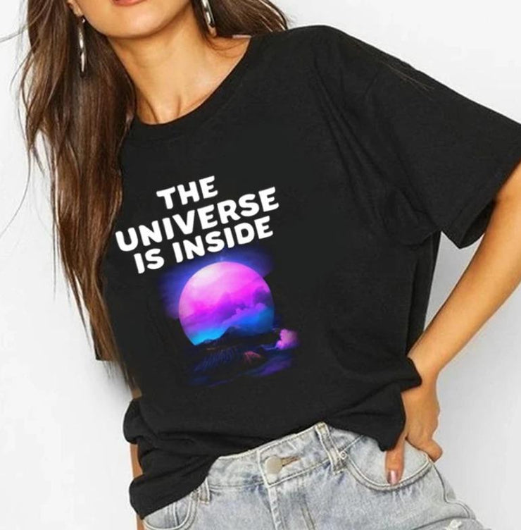 universe is inside| Half sleeve White Tshirt