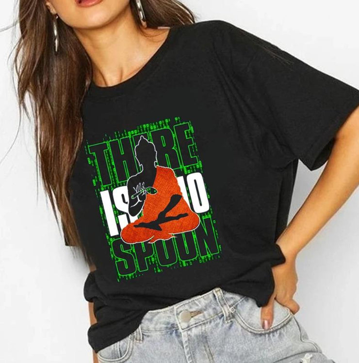 There Is no Spoon | Half sleeve Black Tshirt
