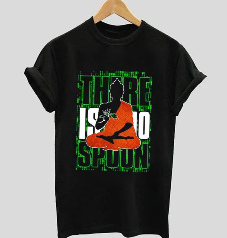 There Is no Spoon | Half sleeve Black Tshirt