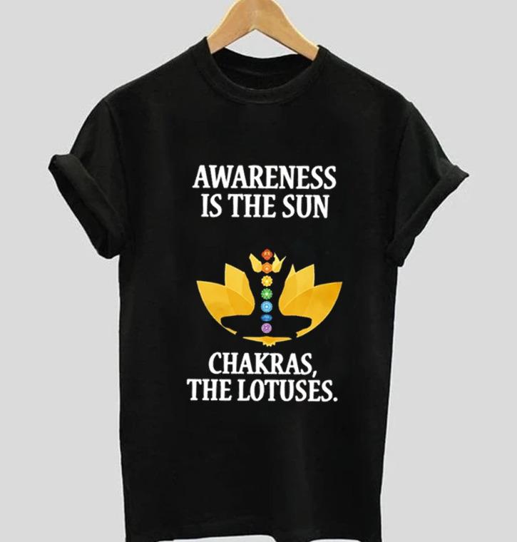 Awareness and chakras | Half sleeve black Tshirt