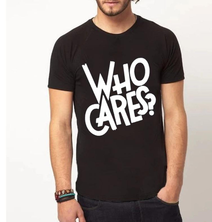 Who Cares | Half sleeve Black Tshirt