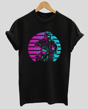 Biker Neon | Half sleeve Black Tshirt