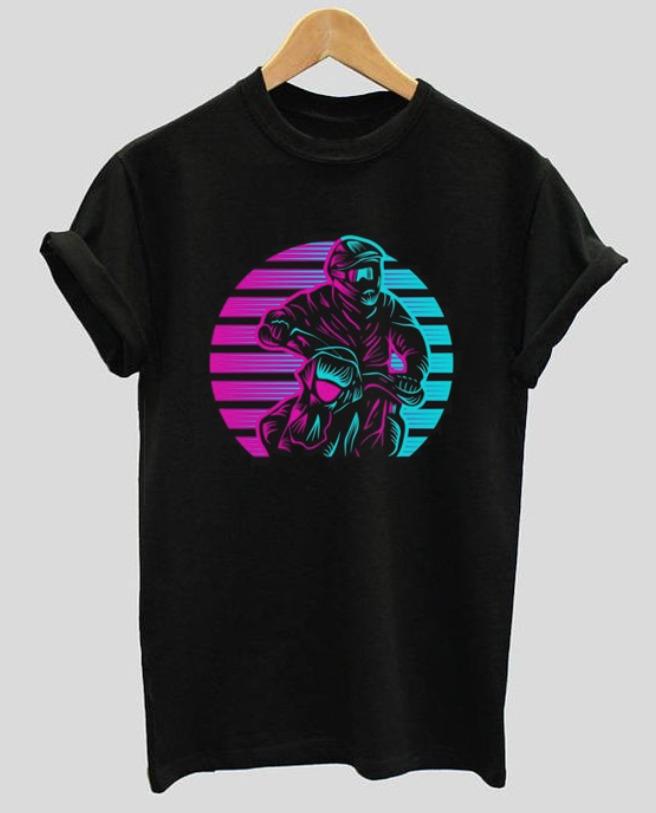 Biker Neon | Half sleeve Black Tshirt