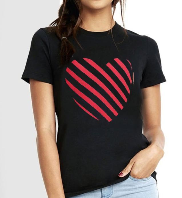 Heart strips |  Woman's Half Sleeve Top