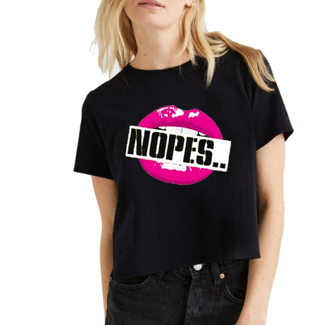 Nopes |  Woman's Half Sleeve Black Top