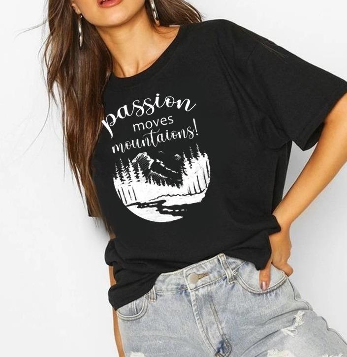 moves mountains | Half sleeve black Tshirt