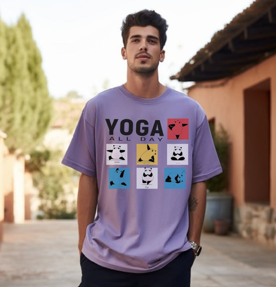 Yoga All day Oversize Lavender half sleeve t-shirt