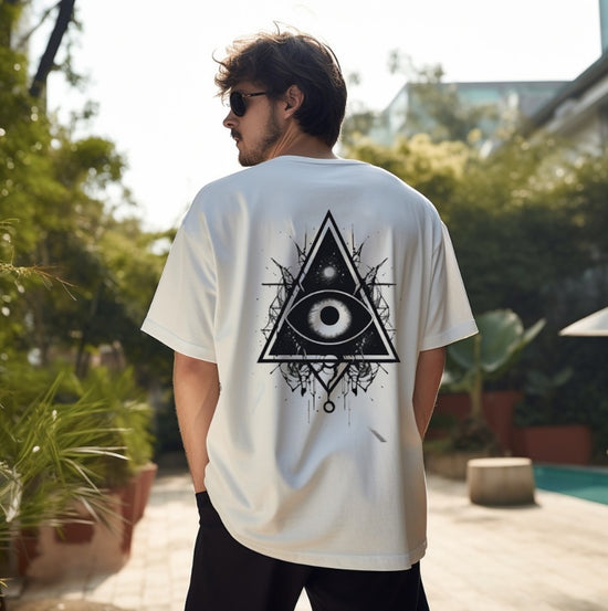 Illuminati white oversize half sleeve t-shirt