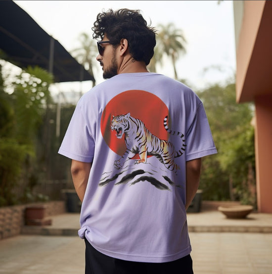 Roaring Tiger Lavender oversize half sleeve t-shirt