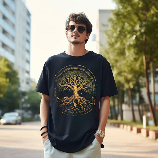 Tree of Life Black oversize half sleeve t-shirt