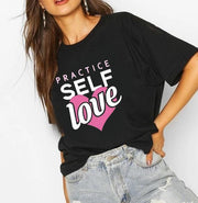 Practice self love | Half sleeve black Tshirt