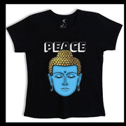 peace of buddha |  Woman's Top Half sleeve Black Tshirt