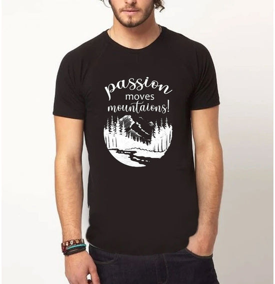 passion moves mountains |  t-shirt black