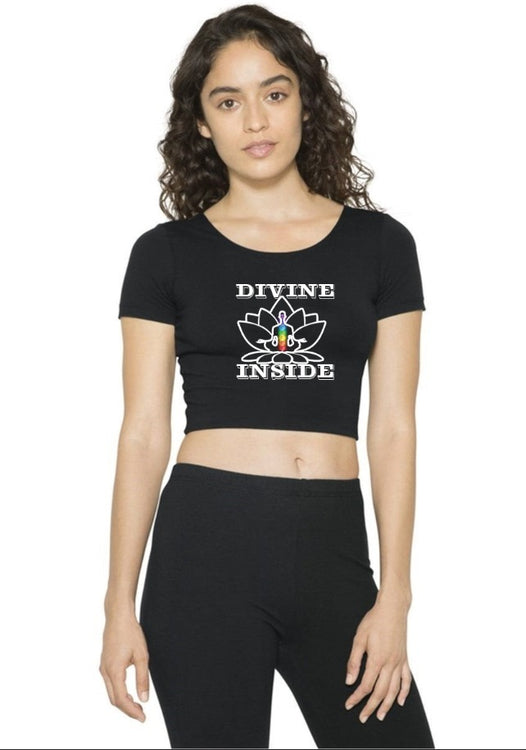 divine inside | Black Crop Top T-Shirt