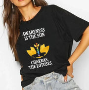 Awareness and chakras | Half sleeve black Tshirt