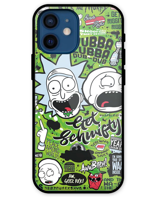 Rick and Morty adventures fanart | iPhone 12 Mini glass Phone Case