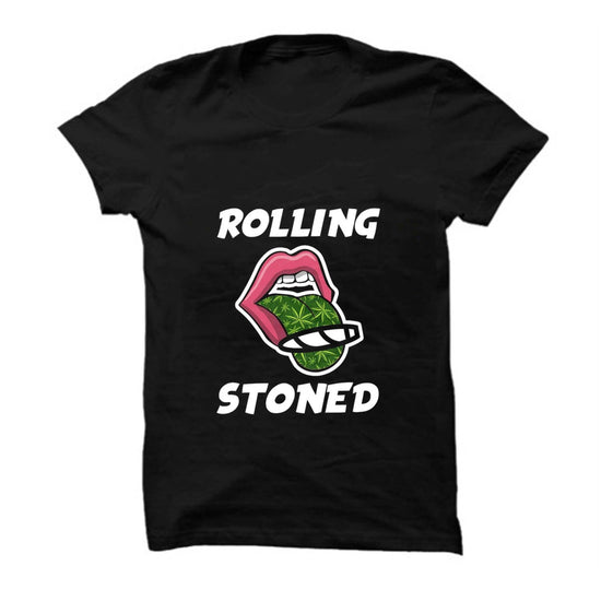 Rolling stoned Black  | t-shirt black