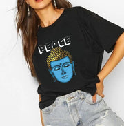 Peace of buddha | Half sleeve black Tshirt