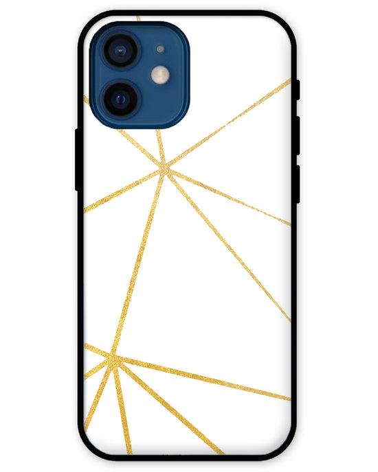 White & Gold |  iPhone 12 Mini glass Phone Case